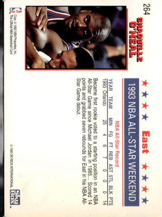 1993-94 Hoops #264 Shaquille O'Neal Fifth Anniversary Gold