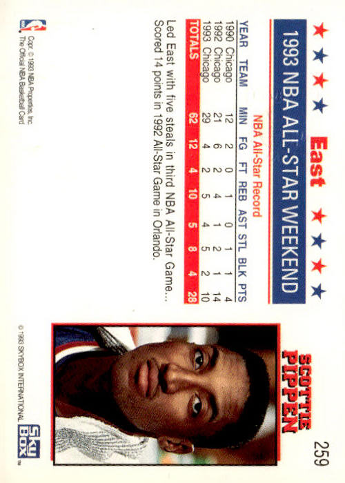 1993-94 Hoops #259 Scottie Pippen Fifth Anniversary Gold