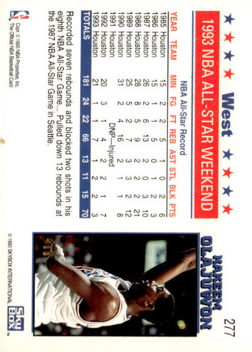 1993-94 Hoops #277 Hakeem Olajuwon Fifth Anniversary Gold