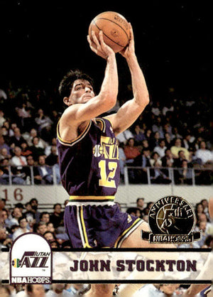 1993-94 Hoops #219 John Stockton Fifth Anniversary Gold