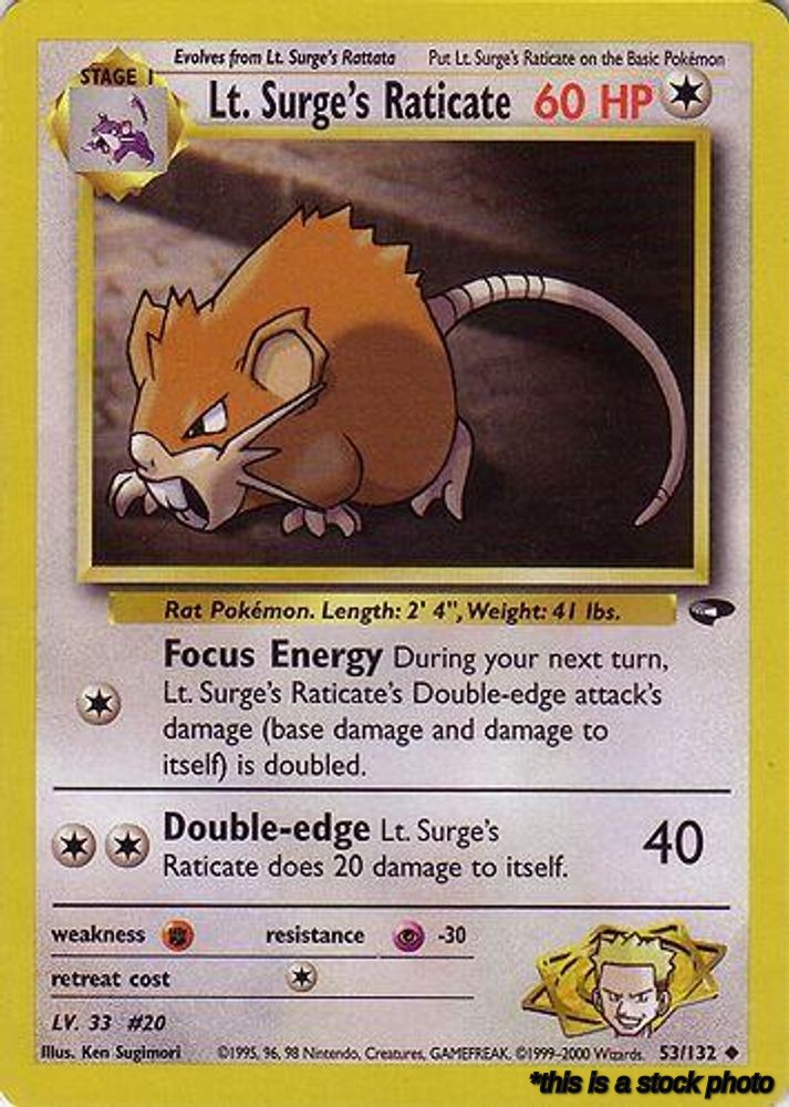 053/132 Lt. Surge's Raticate Uncommon Unlimited