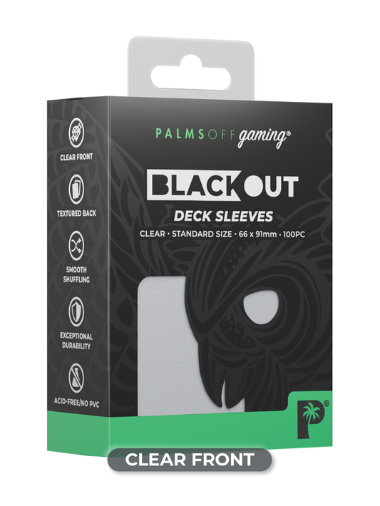 Palms Off Gaming | Blackout Deck Sleeves | Standard Size | Clear