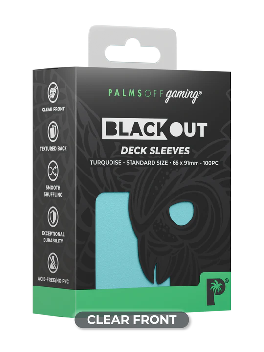 Palms Off Gaming | Blackout Deck Sleeves | Standard Size | Turquoise