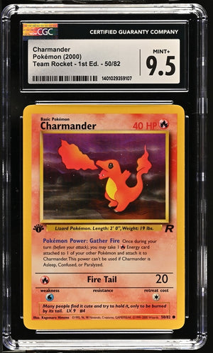 Charmander - Team Rocket 1st Edition 50/82 - CGC 9.5 MINT+