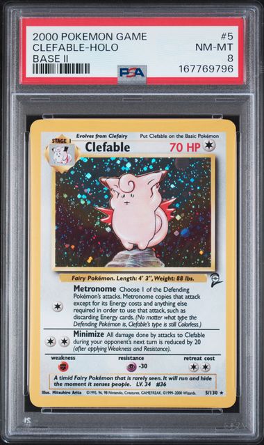 Erika's Clefable Holo Gym Heroes #3/132 PSA 8 - Front