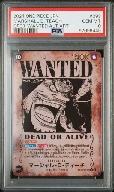 One Piece TCG JPN Marshall D. Teach OP09 Wanted Alt Art PSA 10