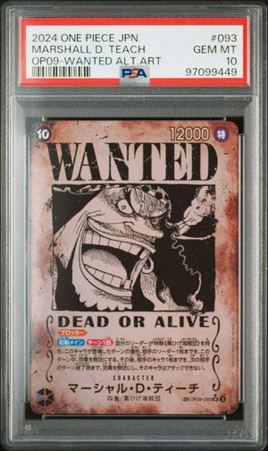 One Piece TCG JPN Marshall D. Teach OP09 Wanted Alt Art PSA 10
