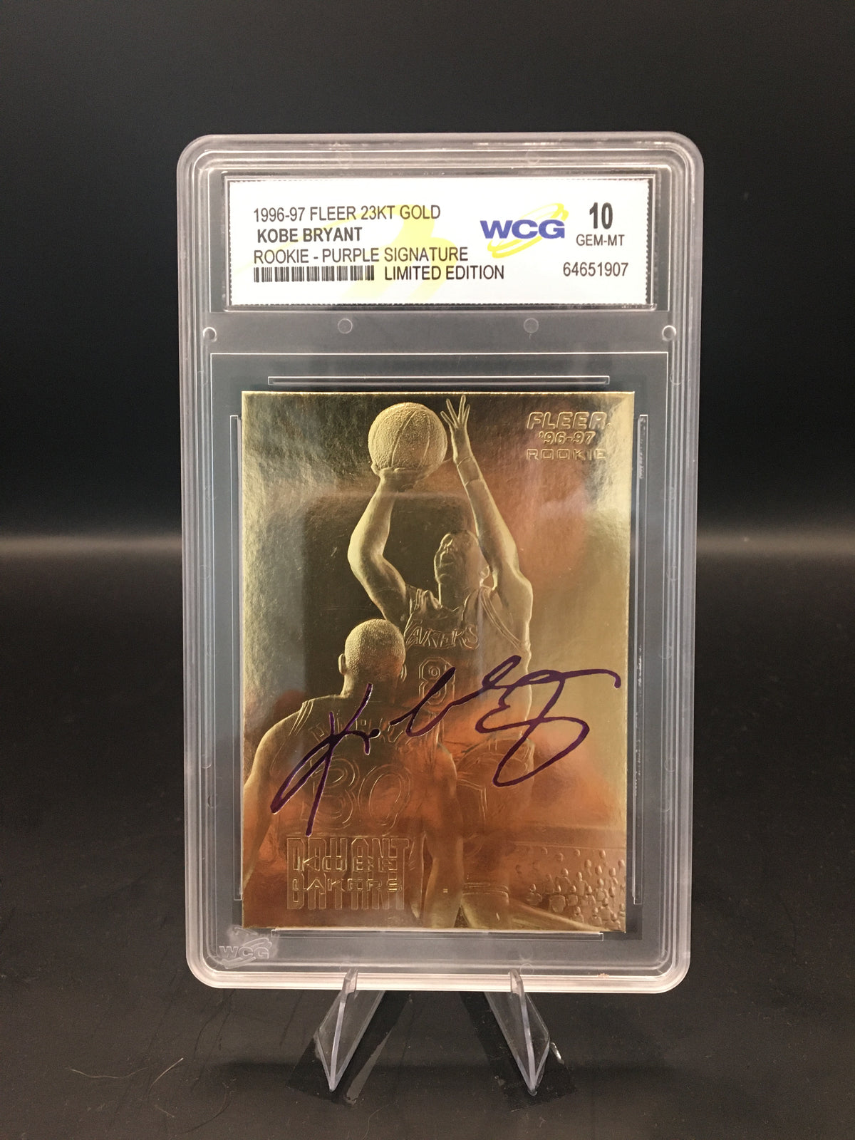 1996-97 Fleer 23KT Gold Kobe Bryant Rookie Card Purple Signature WCG 10 GEM MINT