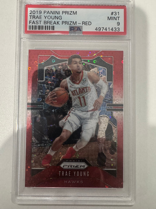 2019 Panini Prizm Trae Young Fast Break Prizm Red PSA 9