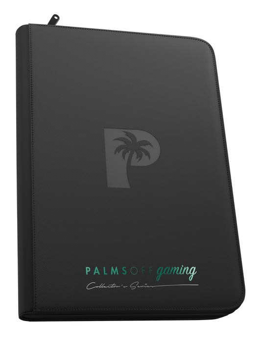 Palms Off Gaming | Collector's Series Top Loader Zip Binder | 9 Pocket | Black