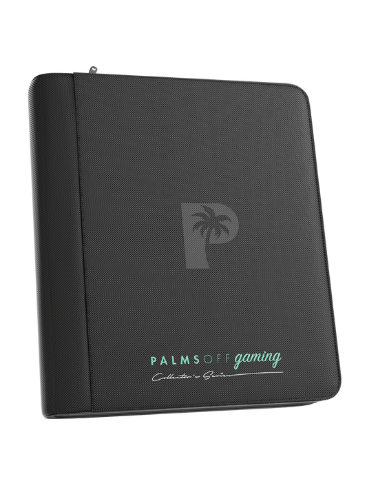 Palms Off Gaming | Collector's Series Top Loader Zip Binder | 4 Pocket | Black