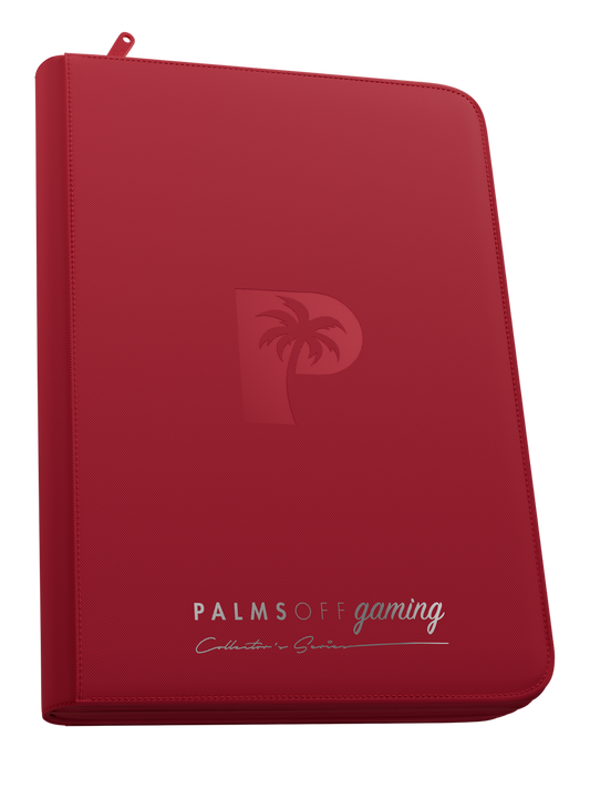 Palms Off Gaming | Collector's Series Top Loader Zip Binder | 9 Pocket | Red