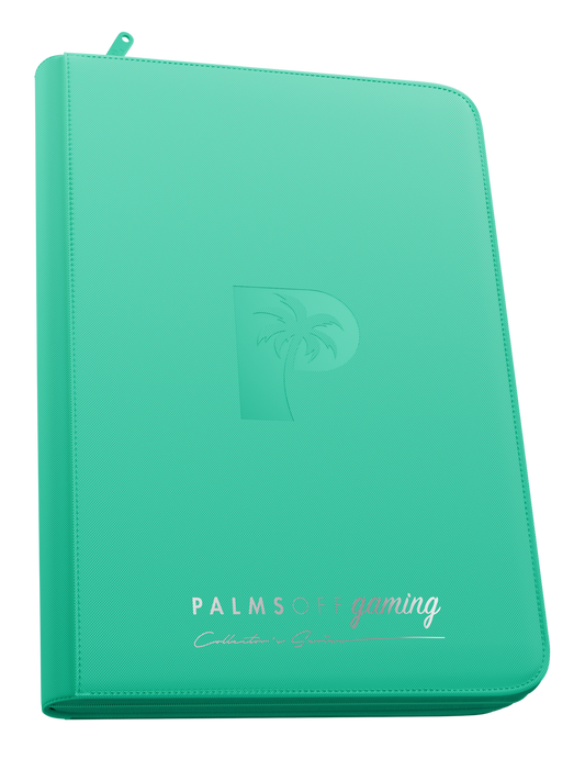 Palms Off Gaming | Collector's Series Top Loader Zip Binder | 9 Pocket | Turquoise