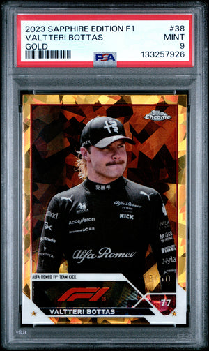 2023 Topps Chrome Sapphire Edition F1 Valtteri Bottas #38 Gold /60 PSA 9 MINT
