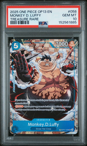 Monkey D. Luffy Treasure Rare - OP11-058 PSA 10 (One Piece Card Game)