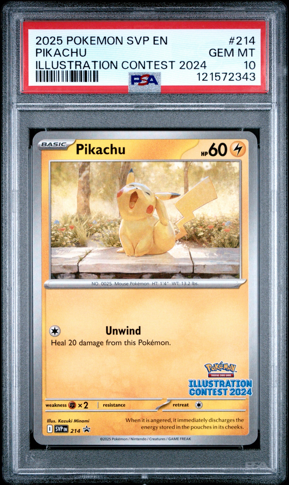 2025 Pokémon SVP EN Pikachu Illustration Contest 2024 #214 PSA 10 GEM MT