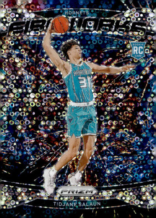 Tidjane Salaün 2024-25 Panini Prizm Basketball Fireworks #7 RC - Charlotte Hornets