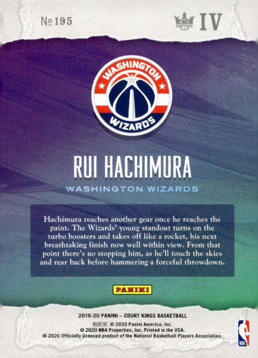 Rui Hachimura 2019-20 Panini Court Kings Basketball #195 RC - Washington Wizards