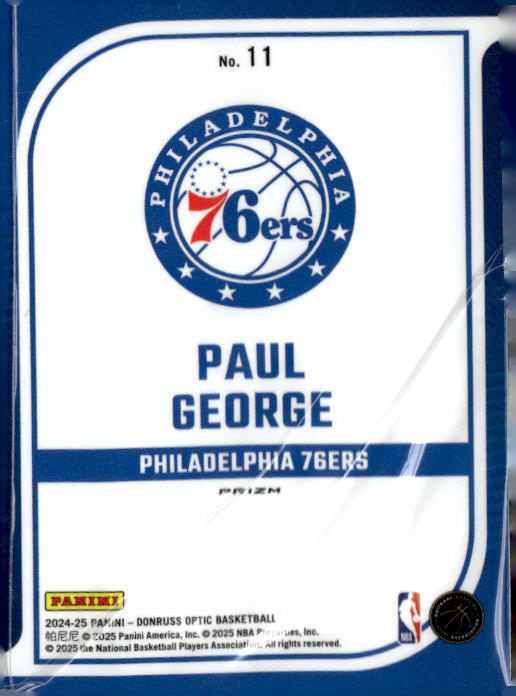 Paul George - 2024-25 Panini Donruss Optic Elite Dominators Prizm No. 11