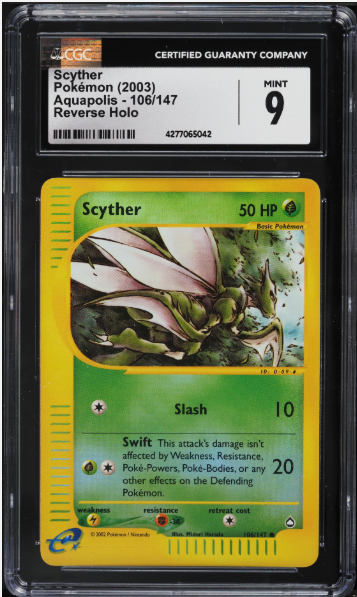 Scyther - Aquapolis 106/147 Reverse Holo CGC 9