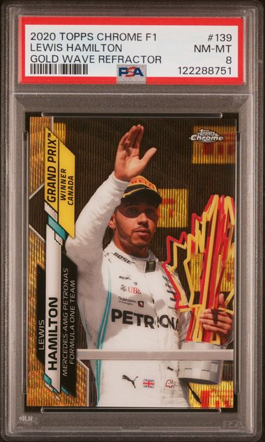 2020 Topps Chrome F1 #139 Lewis Hamilton Gold Wave Refractor /30 PSA 8 NM-MT