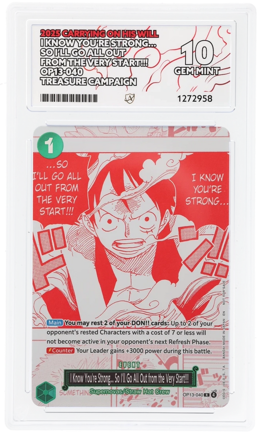 I Know You're Strong... So I'll Go All Out from the Very Start!!! ACE 10 Gem Mint - OP13-040 Treasure Campaign EN