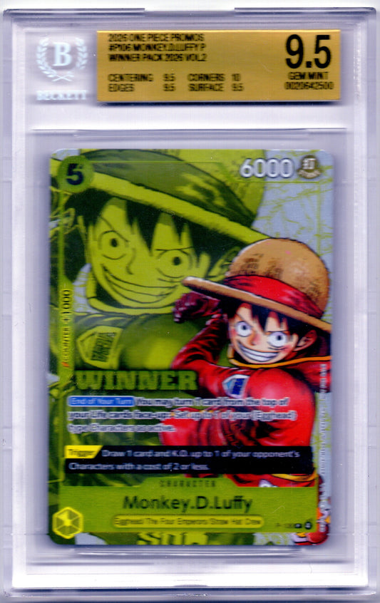 Monkey D. Luffy - BGS 9.5 Gem Mint - One Piece Winner Pack 2025 Vol.2 Promo (#P-096)