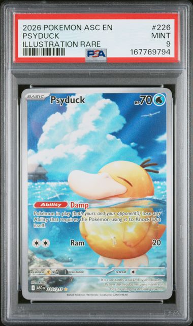 Psyduck Illustration Rare #226/217 PSA 9 - Front
