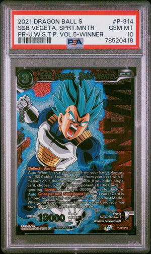 SSB Vegeta, Spirit Mentor #P-314 PSA 10 - Dragon Ball Super Card Game